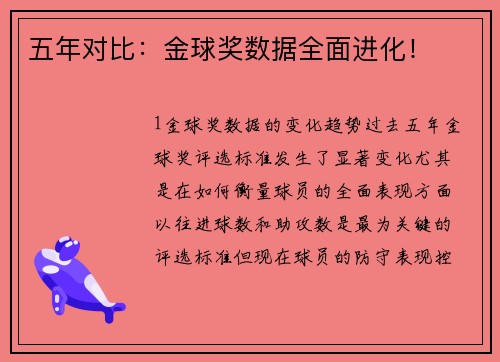 五年对比：金球奖数据全面进化！